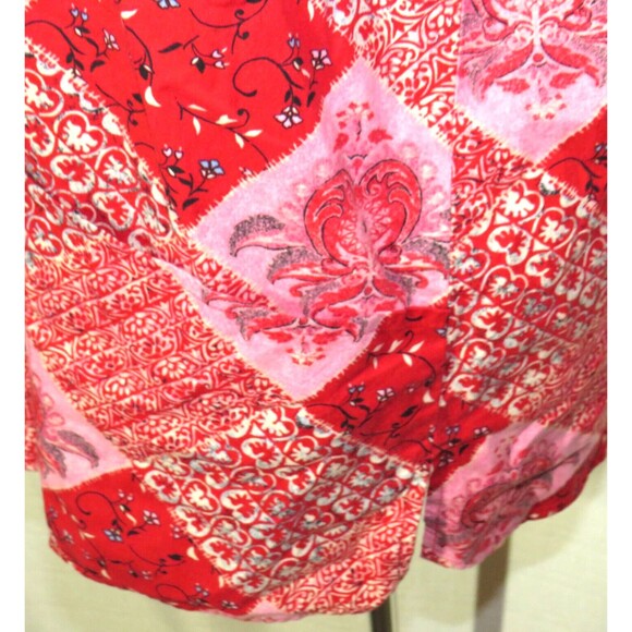 Dickies Red Pink Heart Floral Long Sleeve Snap Front Cotton Scrub Top Size XS - Picture 3 of 6